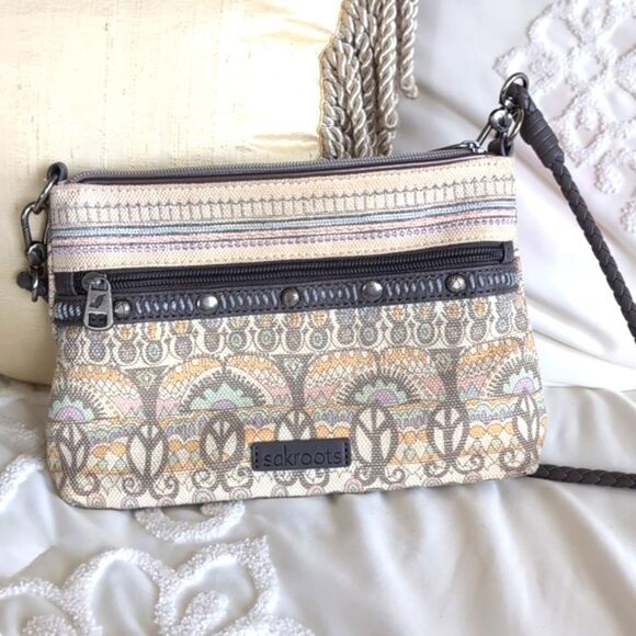 Sakroots Mini Campus One World Brown Faux Leather Convertible Straps/ Cr… - Picture 2 of 14